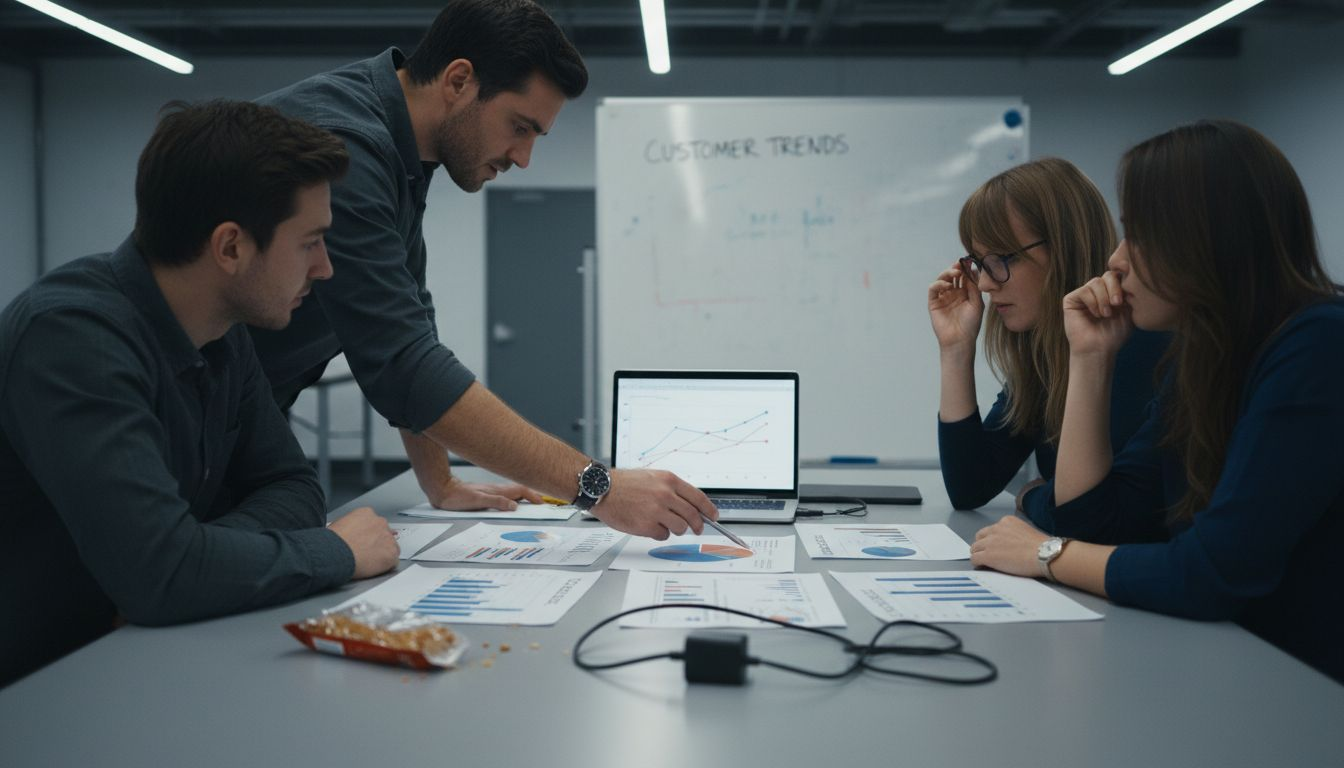 Analytics team reviews customer data together