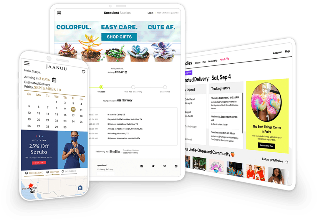 Multi-Device Branded Tracking Page Display
